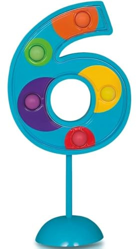 Flashing Number 6 Party Cake Decoration - 4.5 | Blue | 1 Pc