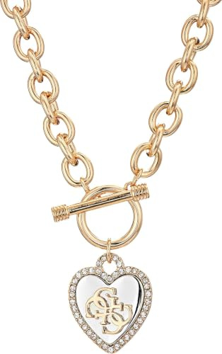 GUESS Glitzs Damen-Halskette mit Herzmotiv, 4 g, Einheitsgröße, Metall Kristall, Kristall