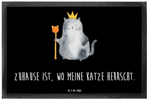 Mr. & Mrs. Panda Gummimatte Katze König 40 x 60 cm - Geschenk, Cat, Fußabtreter, Haha, Familie, Umzug, Katzen, fußmatte, Schmutzmatte, Cats, Fussmatte, Schmutzfangmatte, Schmutzfänger