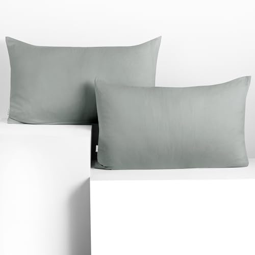 DecoKing Set med 2 örngott 50 x 60 * 2 i 100% kammad bomull med dragkedja, färg Stål, Amber | dragkedja stål silver grå
