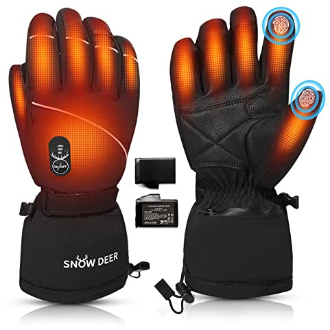 Upgraded Heated Gloves Men Women,Ski Motorcycle Electric Battery Mittens Gloves (XS)