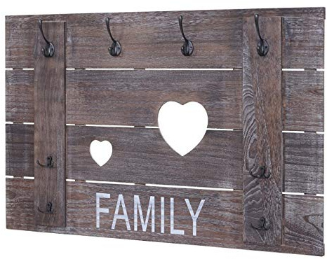 Mendler Wandgarderobe HWC-C89 Family 8 Haken 60x90cm - braun, shabby | Garderobenpaneel, Garderobe, Shabby-Look, Vintage