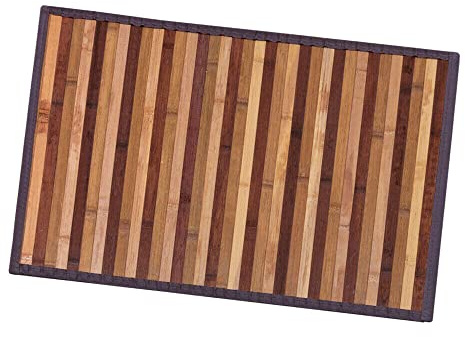 emmevi Tappeto Bamboo Legno Stuoia Antiscivolo Passatoia Pedana Bambù Cucina Bagno Degradè 50x135 Marrone