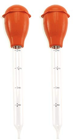 HIC Kitchen Roasting Deluxe Turkey Baster, High-Heat Tempered Glass With Silicone Bulb, 11-Inch, 2-Ounce Capacity, Set of 2