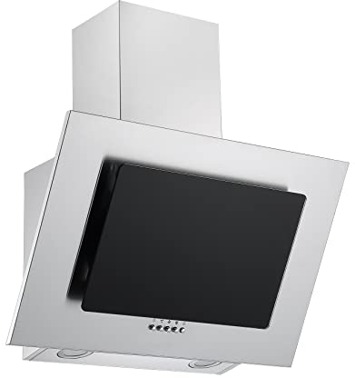 Respekta Cappa aspirante senza ingombro/cappa inclinata 60cm / struttura in acciaio inox nero con pannello copriluce in vetro/funzione di espulsione e ricircolo dell'aria / CH2060SBM / B / 57-63dB