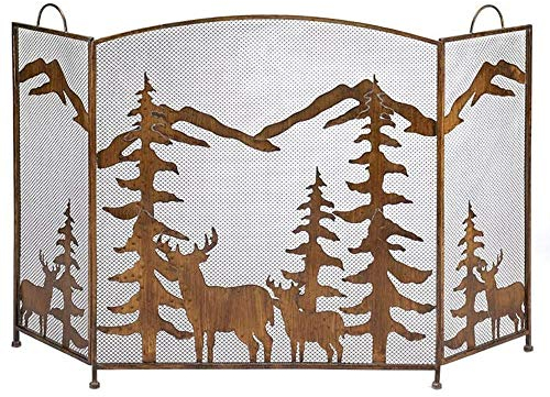 FUFU Mesh Fireplace Screen 3 panel folding Fireplace Spark Protection Fireplace Screen Pet Protector, Well Balanced Free Standing Spark Guard for Electric Fireplace Bedroom Décor (Color : Bronze)