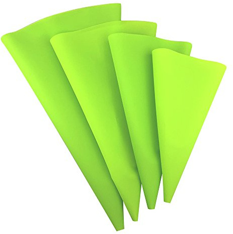 Joyeee 4 Pcs Piping Bags Reusable, Silicone Pastry Bags for Cake Decorating, Baking Supplies for Cookies Chocolate Cupcake, Icing Cream Frosting Bags, DIY Kitchen Tool, Green, 10’’ 12’’ 14’’ 16’’