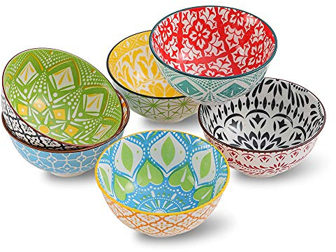 Tazones Desayuno Juego de 6 - Cuenco Cereales Cuencos Sopa Pequeno 300ml - Cuencos Ceramica Colores para Postre | Helado | Arroz | Snack | Aperitivo | 12 cm de Diámetro