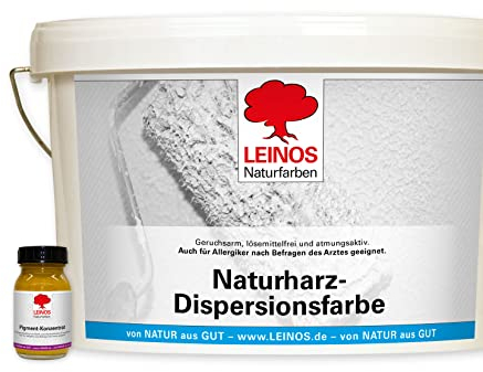 LEINOS Set Wandfarbe | 10l Naturharz-Dispersionsfarbe 660 + 100ml Pigment-Konzentrat 668.309 Ocker-Gelb