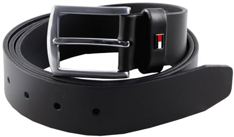 Tommy Hilfiger Herren Gürtel Denton 3.5 Ledergürtel, Schwarz (Black), 80