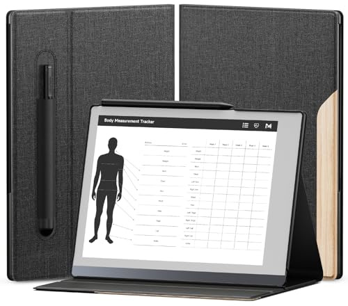 OLAIKE Book Folio Case für Remarkable 2 Paper Tablet 10.3 2020 Release, Smart Cover aus Premium-Stoff mit Stifttasche, stabiles Klappständer-Design (Nicht für Remarkable 1), Schwarz und Heller Kork