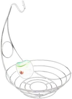 PEBBLE HUG 1x Stainless Steel Fruit Basket with Banana Hanger, Vegetables Storage, Banana Hanger Shelf Rack, Fruit Basket Stand Hook, Decorative Design