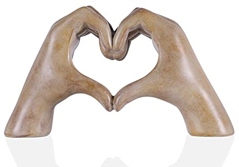 Escultura de Mano en Forma de Corazón, Decoración del Hogar con Veta de Madera Estética para Estante de Habitación, Mesa de Centro, Centro de Mesa para Mesa de Comedor, Regalos de Cumpleaños y Regalos
