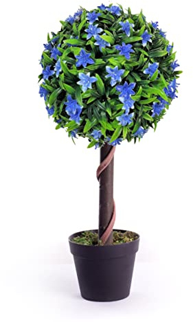 Best Artificial 2ft 60cm Lily Ball Tree Plant Garden Office Conservatory Tropical Indoor Outdoor (Blue)