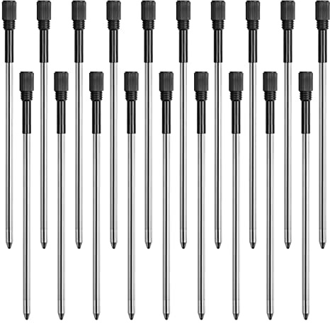 20 Stück Kugelschreiberminen Schwarz Kuliminen Metall 8 cm Lang Austauschbar 1 mm Spitze Glattes Schreiben Ersatzminen Schwarze Tinte für Büro Schule Zuhause