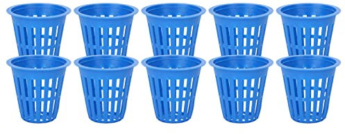 Tissting Cestino per Piantare Rotondo da 10 Pezzi Coltivazione Idroponica in Plastica Cestino per Piantare Coltivazione Interna O Esterna per Giardino con Balcone (5,5x5x3cm/2,2x2x1,2 Pollici)(Blu)