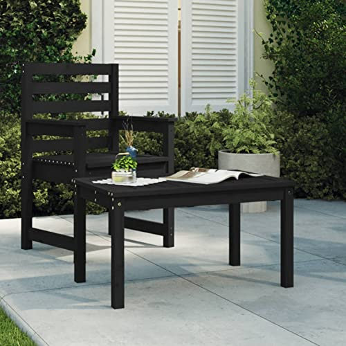 ShGaxin Gartentisch, Buffettisch, Garten Esstisch, Multifunktionstisch, Terrassentisch, Picknicktisch, Spieltisch, Flohmarkttisch, Schwarz 82,5x50,5x45 cm Massivholz Kiefer