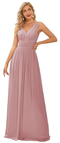 Ever-Pretty Robe de Soirée Longue Femme avec Ruchés en Mousseline de Soie Classique 09016