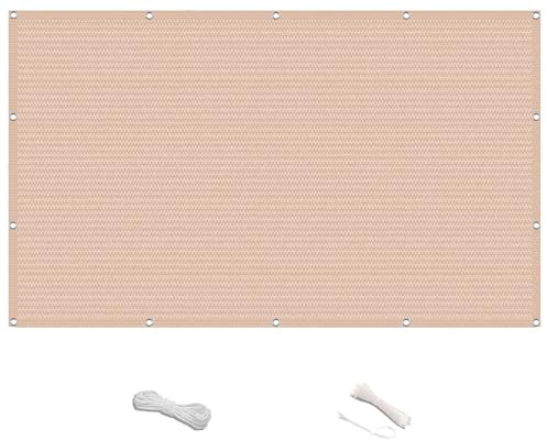Balkon Sichtschutz Balkonabdeckung 0.6 x 2.4 m Leicht Wind- Und Uv-Schutz Wetterfest Balkonverkleidung Wetterfeste Sonnenschutz Netz mit Ösen Und Kabelbinder für Terrassen, Creme Farben