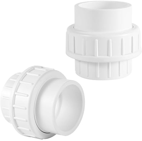 2 Pack PVC Union Fittings, PVC Hose Adapter (Socket x Socket) 2 Inch Slip Union Coupling Schedule 40 PVC Pipe Connector Suitable for Swimming Pool and Outdoor Plumbing Applications