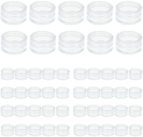 Lot de 10 petits pots à cosmétiques vides en plastique de 5 ml avec couvercles transparents, petits pots ronds transparents pour le stockage de crèmes