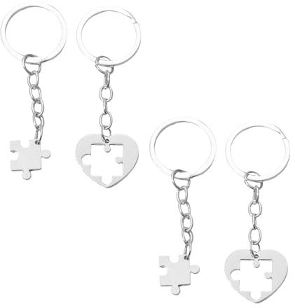 CVFRTT 2 Paires De Porte-Clés Puzzle D'Amour, Porte-Clés De Couple, Porte-Clés Créatifs En Acier Inoxydable, Porte-Clés Décoratifs
