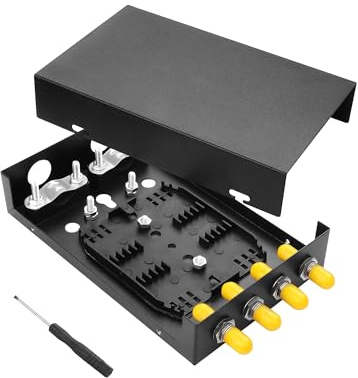 PNGKNYOCN 4 Ports Fiber Optical Terminal Junction Box,ST Wall Mount Fiber Optic Junction Iron Box with 4 ST Connectors for Small Control Boxes
