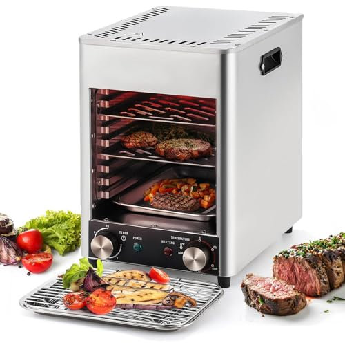 HCAUYNN Asador EléCtrico para Carne De 1700 W, Asador Comercial para Carne De Interior, Asador AutomáTico para Carne, Temperatura Ajustable,110V