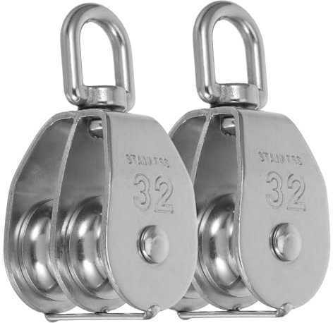 Cabilock 2stücke Edelstahl-doppelflaschenzug Gewichtheber Kleine Flaschenzüge Mit Doppelrollensystem Korrosionsbeständig Und Vielseitig Einsetzbar Für Und Zuganwendungen