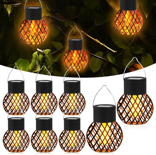 Solars Mini Hängeleuchten,8 Stück 9 x 7 Cm Solarlampen Für Außen Hängend,Wetterfest LED Solar Hängend Lampen,Solar Hängeleuchten Für Gärten,Höfe,Zäune,Bäume,Wasserdicht
