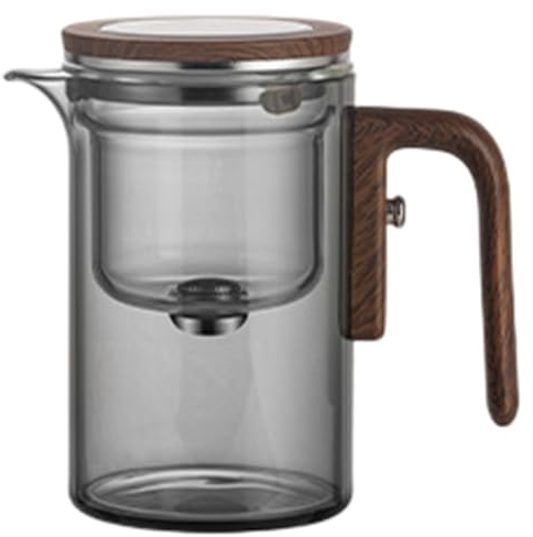 Teapot with Infuser, 520ml Press Control Enchanted Glass Teapot with Wooden Handle, Large Capacity Multi-Purpose Tea Pot for Kitchen or Dining Setting, with Infuser, Tea Pot Infusers for Loos