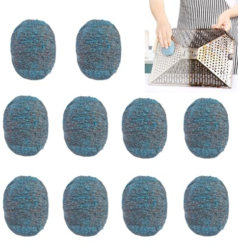 10 Pièces Tampons De Savon en Laine d'acier Réutilisable, Paille De Fer, Tampon Jex （avec Savon）, Brosse Multi-Usages Abrasive pour Nettoyer Casseroles, Poêles, Plaques De Cuisson et Graisses Tenaces