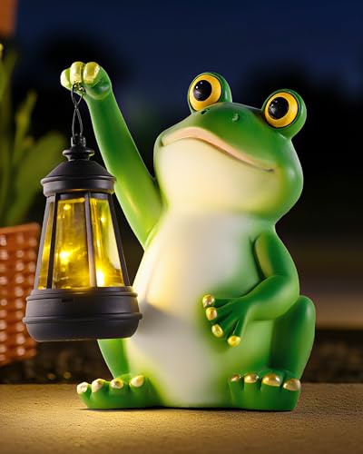 Statue solaire de jardin en forme de grenouille - Lanterne décorative imperméable - Décoration de jardin, terrasse, étang, balcon, porche, pendaison de crémaillère et jardinage - Cadeau pour femme