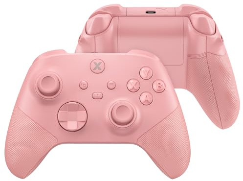 eXtremeRate ASR Version Full Case & Tasten Set für Xbox Series X/S Controller, Custom Faceplate/Backplate/Gummierte Griff Gehäuse/Trigger Stop Mod Kit für Xbox Core Gamepad–Diamond Textur FlamingoPink