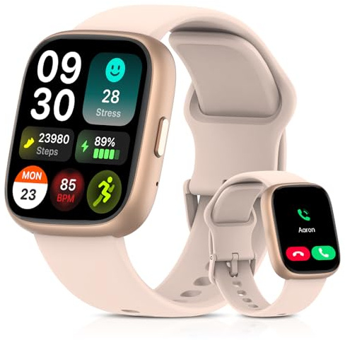 EchoByte 2026 Upgraded Smart Watch Alexa Built-in【1.83 HD Touchscreen】【BT5.3 Call, 100+ Sports Modes & IP68 Waterproof】 Fitness Tracker 24/7 Heart & Sleep Monitor for Android iOS Men Women