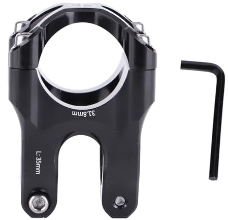 Tige de vélo 35mm légère haute résistance CNC guidon en alliage d'aluminium tige courte pour vélos de montagne de route (Noir)