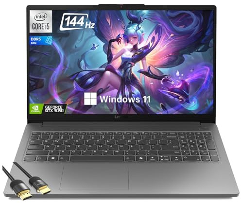 Lenovo LOQ Essential Gaming Laptop, 15.6 FHD 144Hz Display,Intel Core i5-12450HX, GeForce RTX 3050,16GB DDR5 RAM, 1TB SSD,AI Copilot, Wi-Fi 6, HDMI, PDG HDMI Cable, US Version KB, Win 11 Home