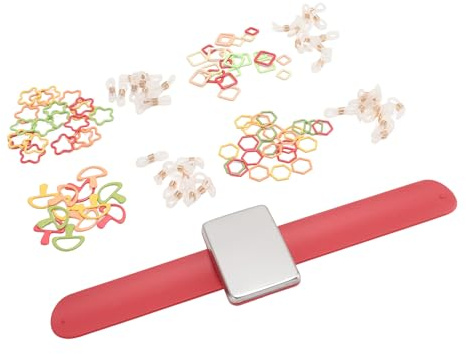 Acouto Porte-épingle Magnétique Bracelet Poignet Couture Coussin à épingles Bracelet à Coussin d'aiguille avec 4 Marqueurs de Point Rouge et adapté au Support de Canette à la Maison PRODUIT pour