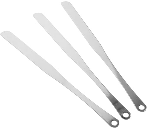 UKCOCO 3 Espátulas de Acero Inoxidable para Maquillaje, Espátula Cosmética para Mezclar Base y Cosméticos, Herramienta Mezcladora de Belleza para Mujeres, Tamaño Mediano, Set de 3