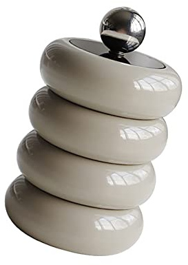 ERYUE Support Qtip de Style Nordique, Conteneur Anti-poussière pour Cotons-tiges, Boîte de Rangement en Forme Beignet pour Décoration Artistique la Maison, Couverture en Résine Acrylique vanité (Kaki)