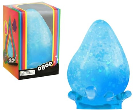 Anti Stress Spielzeug Wassertropfen,Taba Squishy, Super Weiches Squeeze Toy für Kinder & Erwachsene, Elastisches Quetschspielzeug zur Entspannung & Konzentration, Schimmerndes Hand Fidget Toy (Blau)