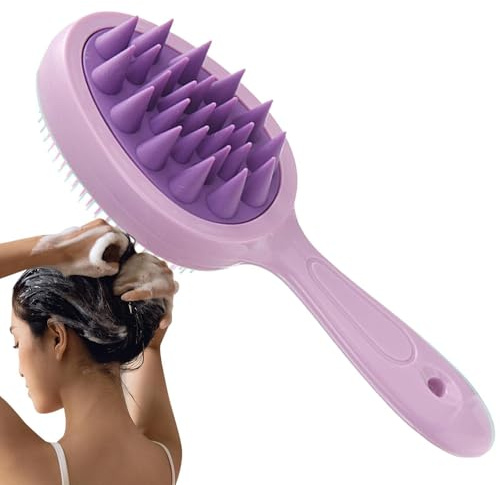 Huvudtvättborste – mångsidig hudhårsrengöringsborste | handtagkam | funktion hårbottenmassage och hårstänger för torrt vått hår, bad hårbottenmasserare (18,5 cm)