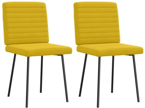 Mhdvray 2er Set Esszimmerstühle Samt Gelb, Moderne Polsterstühle mit Metallbeinen und Schaumstoff-Polsterung, Schalenstühle für Esszimmer Wohnzimmer und Gästezimmer, 45x54x83 cm