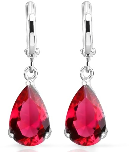 Crystalline Azuria Tropfenfürm Ohrringes 18ct Weiß Vergoldet Haken Ohrhänger mit Zirkonia Kristalle für Damen und Mädchen