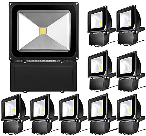 10pcs 100W LED Foco Proyector para Exteriores,ALPHA DIMA Blanco Cálido Resistente Al agua IP65,120 Grados Luz Amplia,Luz de Seguridad Floodlight