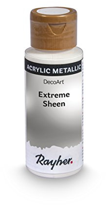 Rayher Hobby Extreme Sheen Metallic-Farbe, silber, Flasche 59 ml, Acrylfarbe metallic, patentierte Rezeptur, 35014606