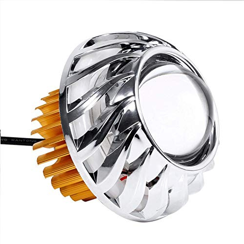 Duokon Angel Devil Eye Spot Light, Faro Moto LED Obiettivo Proiettore Dual Halo Angel Devil Eye Spot Light (Bianco)