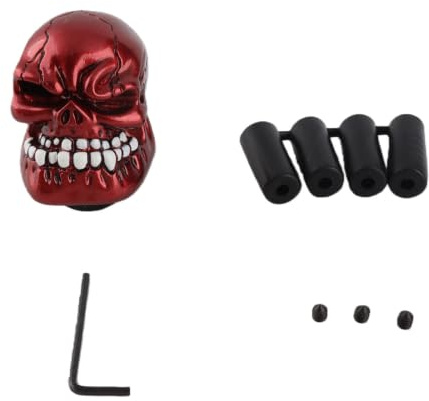 Gorgeri Universelles rotes Totenkopf-Schaltknauf, Modifizierter Skeleton Skull Head Auto-Schaltstockhebel, Perfekter Gangschalthebel für Autos - Skull Gear Shirt Lever