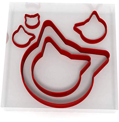 Custom Cutters Lot de 5 emporte-pièces en forme de tête de chat en plastique pour pâtisserie, fondant, argile, pâtisserie, glaçage, bijoux (1,5/2/3/5/8 cm)