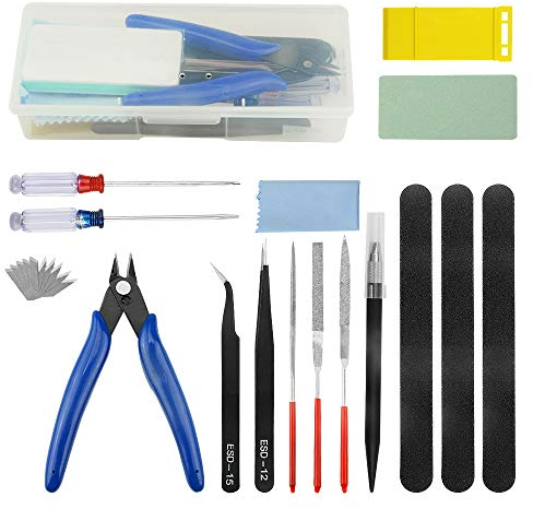 BGTXINGI 25-teiliges Modell-Werkzeug-Set Gundam Modell-Werkzeug-Set mit Kunststoffbox, Modellbau, Modellbau, Modellbau, Reparatur und Befestigung